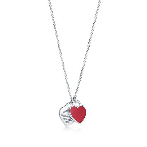 tiffany double heart pendant silver